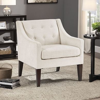 Ginna Accent Armchair, Button Tufted Polyester, Legs