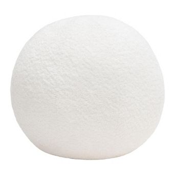 Round Accent Pillow, Ivory Faux Shearling, Polyester Fill, 15 Inch