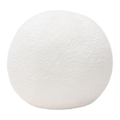 Round Accent Pillow, Ivory Faux Shearling, Polyester Fill, 15 Inch
