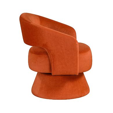 Lessa Swivel Accent Chair, Orange, Round Base, Soft Foam Cushion