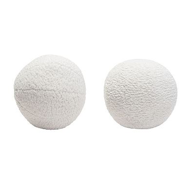 Wily Accent Pillow Set of 2, Round Ball, Faux Sheepskin