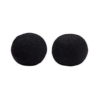 Wily Accent Pillow Set of 2, Round Ball, Faux Sheepskin