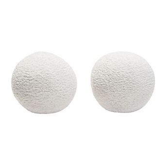 Wily Accent Pillow Set of 2, Round Ball, Faux Sheepskin