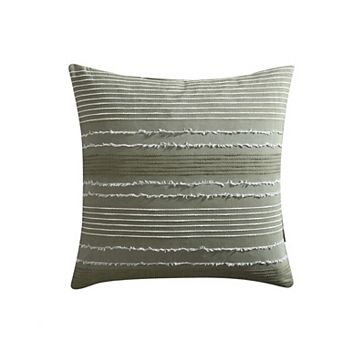 Meo Euro Sham, Textured Woven Jacquard Stripe, Green Cotton, 26 x 26