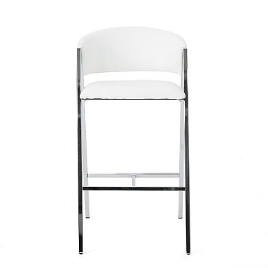 Zoy Barstool Chair Set of 2, Faux Leather, Metal Frame