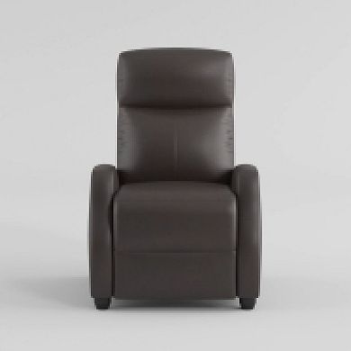 Recliner Chair, Manual Push Back, Black Faux Leather, 27 Inch
