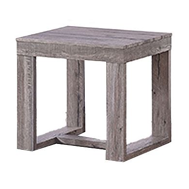 Knic Side End Table, 24 Inch, Gray Square Wood Top, Double Pedestal
