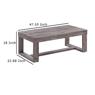 Knic Coffee Table, 48 Inch, Gray Rectangular Top, Double Pedestal Base