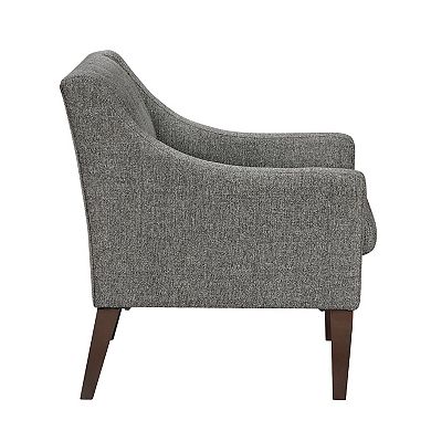 Ginna Accent Armchair, Button Tufted Polyester, Brown Legs