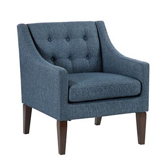 Ginna Accent Armchair, Button Tufted Polyester, Brown Legs