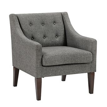 Ginna Accent Armchair, Button Tufted Polyester, Brown Legs