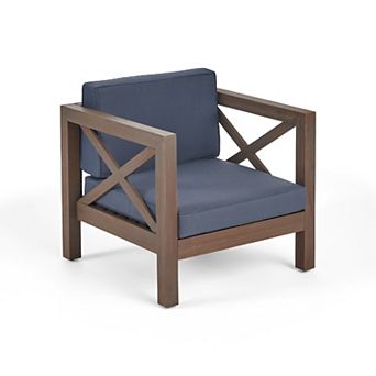 Juna Outdoor Accent Club Chair, Acacia Wood, Fabric