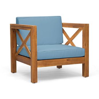 Juna Outdoor Accent Club Chair, Acacia Wood, Fabric