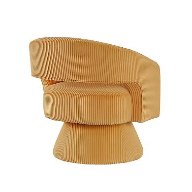 Rayne Swivel Accent Chair, Corduroy, Round Metal Swivel Base