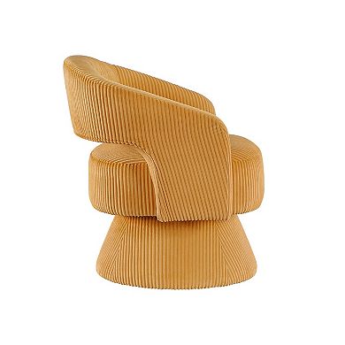 Rayne Swivel Accent Chair, Corduroy, Round Metal Swivel Base