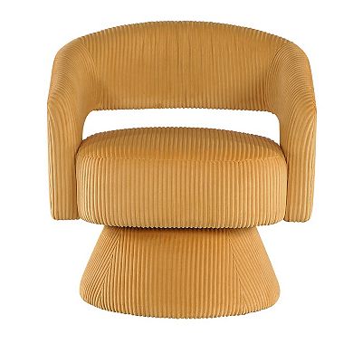 Rayne Swivel Accent Chair, Corduroy, Round Metal Swivel Base