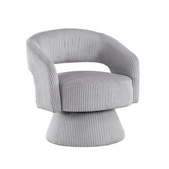 Rayne Swivel Accent Chair, Corduroy, Round Metal Swivel Base