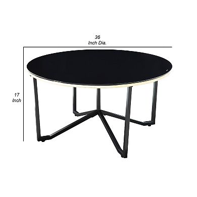 Amyra 3pc Occasional Coffee and End Table Set, Black Glass, Gold