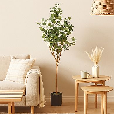 Zylo Faux Tree Eucolites Plant, 59 Inch, Green Polyester