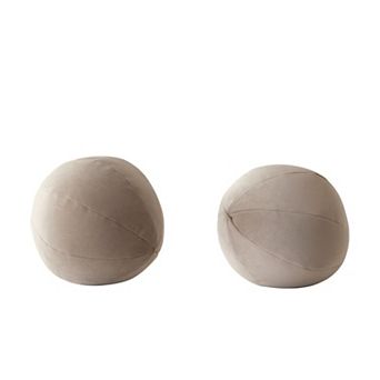 Hito Set of 2 Accent Pillows, Round Shape, Brown Velvet w Polyester Fill