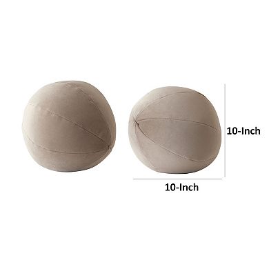 Hito Set of 2 Accent Pillows, Round Shape, Brown Velvet w Polyester Fill