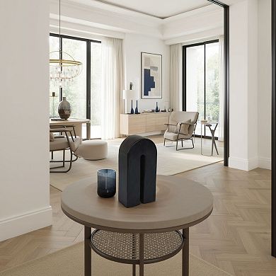 Modern Decorative Arch Sculpture in Matte Black Solid Marble, 8 Inch