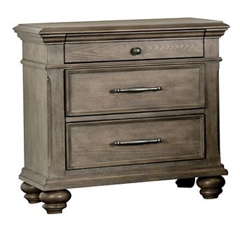 Zea Nightstand for Bedroom, 3 Drawers, Transitional Aged Oak Brown