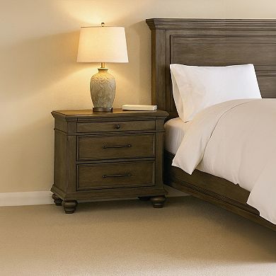 Zea Nightstand for Bedroom, 3 Drawers, Transitional Aged Oak Brown