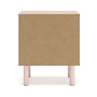 Viso Nightstand, 25 Inch, 1 Drawer, Champagne, Retro Blush Pink Finish
