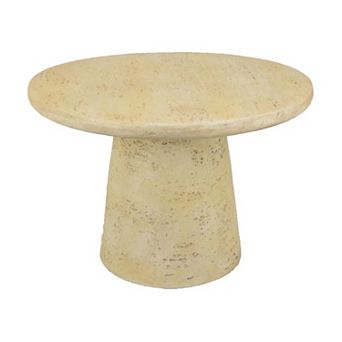 Keki Coffee Table, 24 Inch Round, Tapered Off White Resin Body