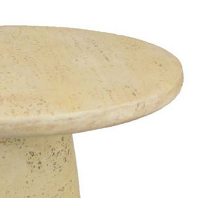 Keki Coffee Table, 24 Inch Round, Tapered Off White Resin Body