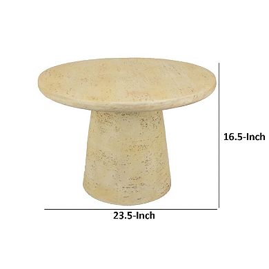 Keki Coffee Table, 24 Inch Round, Tapered Off White Resin Body