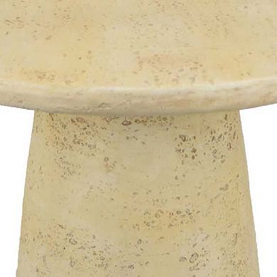 Keki Coffee Table, 24 Inch Round, Tapered Off White Resin Body