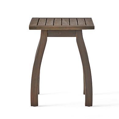 Bang Outdoor Accent Table, Acacia Wood Slatted Top