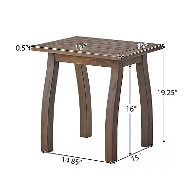 Bang Outdoor Accent Table, Acacia Wood Slatted Top