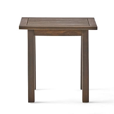 Bang Outdoor Accent Table, Acacia Wood Slatted Top