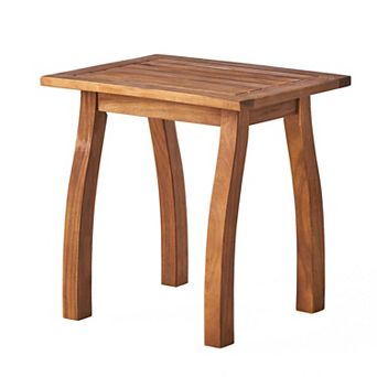 Bang Outdoor Accent Table, Acacia Wood Slatted Top