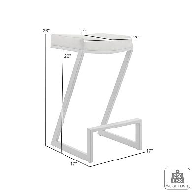 Alta Backless Counter Stool, Z Black Iron Footrest, Gray Faux Leather