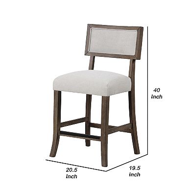 Asten Counter Stool Chair Set of 2, Dark Walnut Brown, Gray Seat