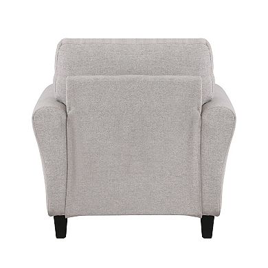 Leroi Accent Chair, 37 Inch, Gray Fabric and Round Flared Armrests