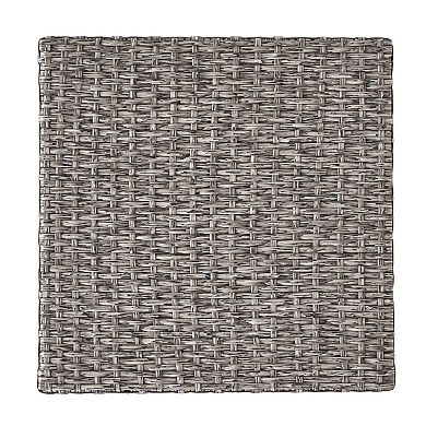 Perie Outdoor Accent Table, Gray Faux Rattan, Iron Frame, 18 Inch