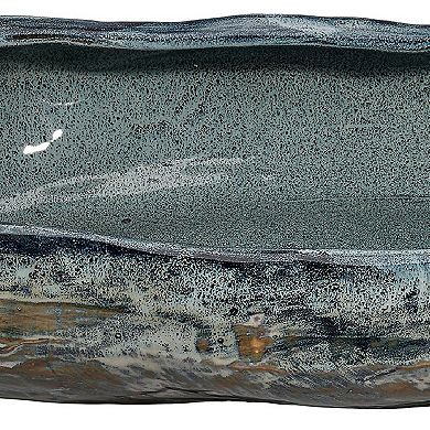 Erya Decorative Bowl, Uneven Wavy Rim, 24 Inch Glazed Gray Ceramic