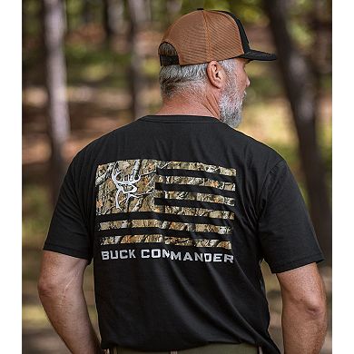 Men's Legendary Whitetails Buck Commander Camo Filled Flag Short Sleeve T-Shirt
