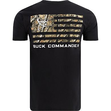 Men's Legendary Whitetails Buck Commander Camo Filled Flag Short Sleeve T-Shirt
