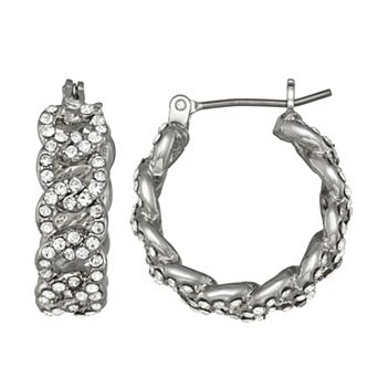 Simply Vera Vera Wang Silver Tone Click-it Chain Link Hoop Earrings