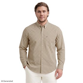 Big & Tall IZOD Performance Long Sleeve Plaid Button Down Shirt