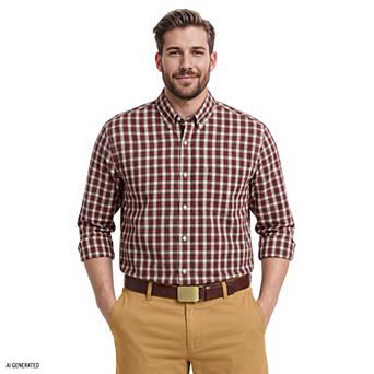 Big & Tall IZOD Performance Long Sleeve Plaid Button Down Shirt