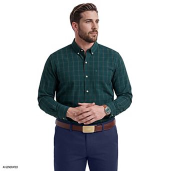 Big & Tall IZOD Performance Long Sleeve Plaid Button Down Shirt