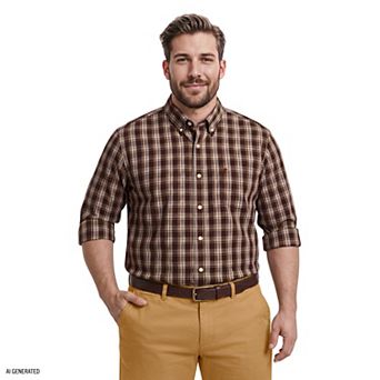 Big & Tall IZOD Performance Long Sleeve Plaid Button Down Shirt