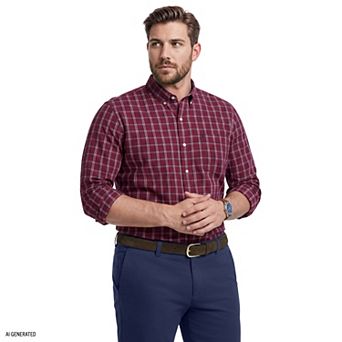 Big & Tall IZOD Performance Long Sleeve Plaid Button Down Shirt